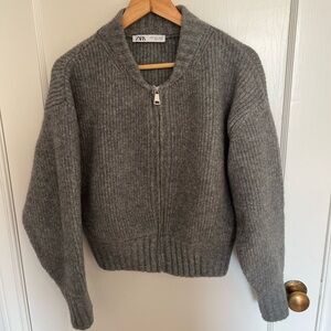 Gray Zip Cardigan